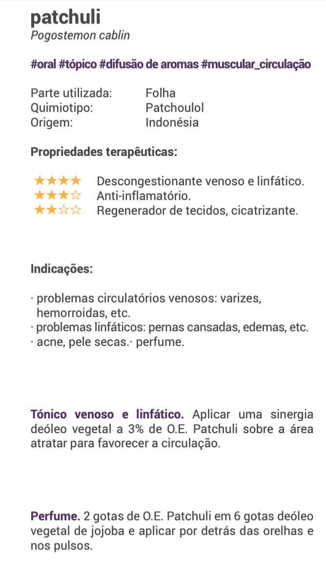 Óleo Essencial de Patchouli 10ml bio | Pogostemon cablin