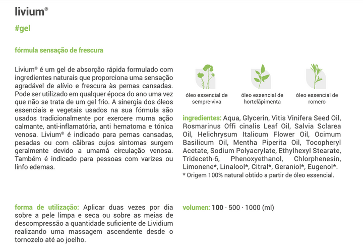 Solução Natural | Creme pernas cansadas (livium) 100ml %