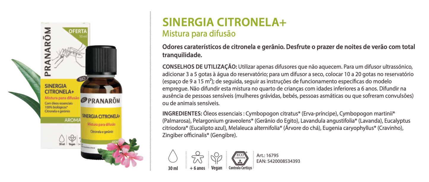 Óleos essenciais para difusor 30ml bio | repelente citronela