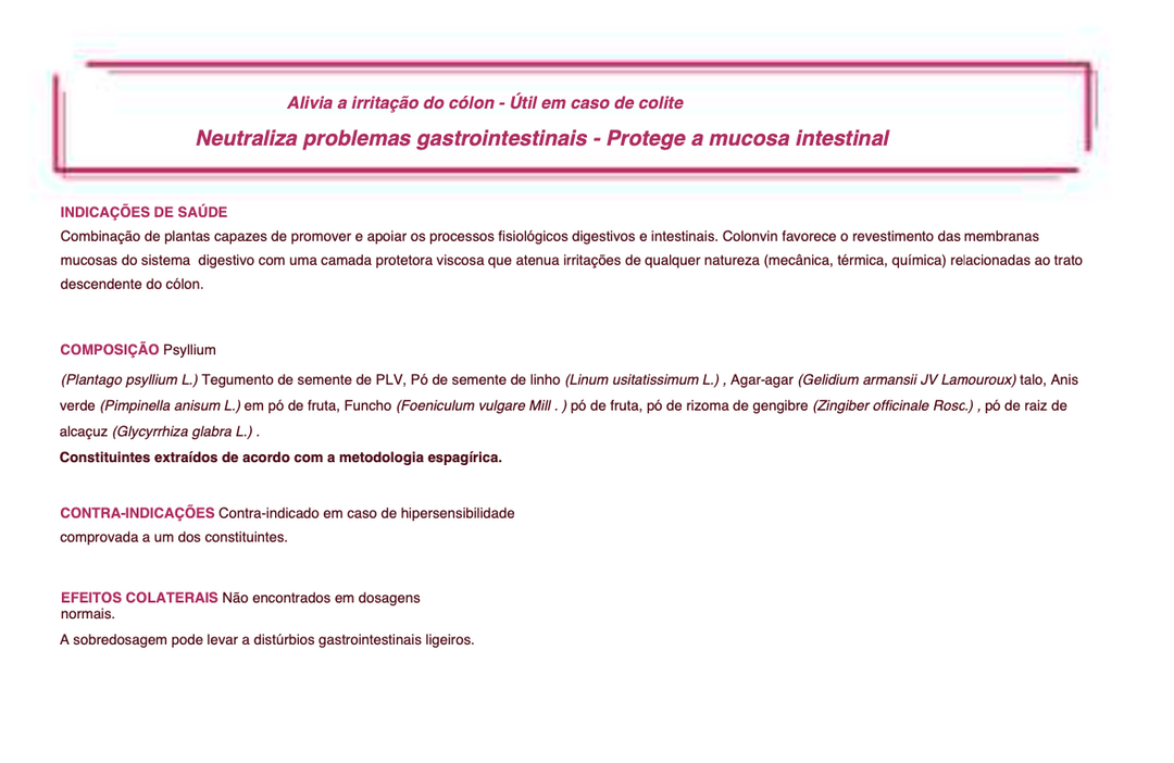 Suplemento Natural - Colon Irritiado | COLONVIN 100G