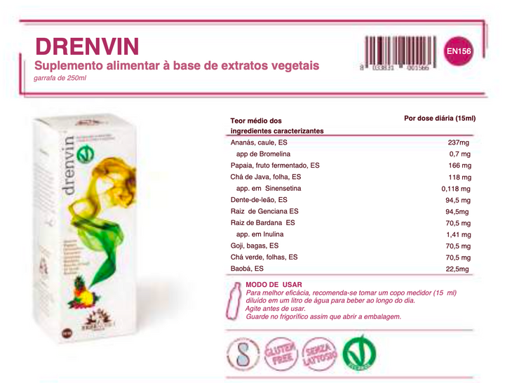 Suplemento Natural - Drenagem e Saciedade | DRENVIN 250ML