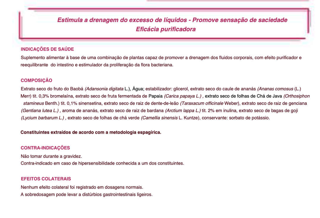 Suplemento Natural - Drenagem e Saciedade | DRENVIN 250ML