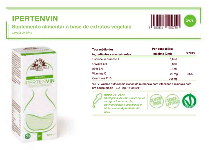 Suplemento Natural - Pressão Arterial | IPERTENVIN 50ML ***
