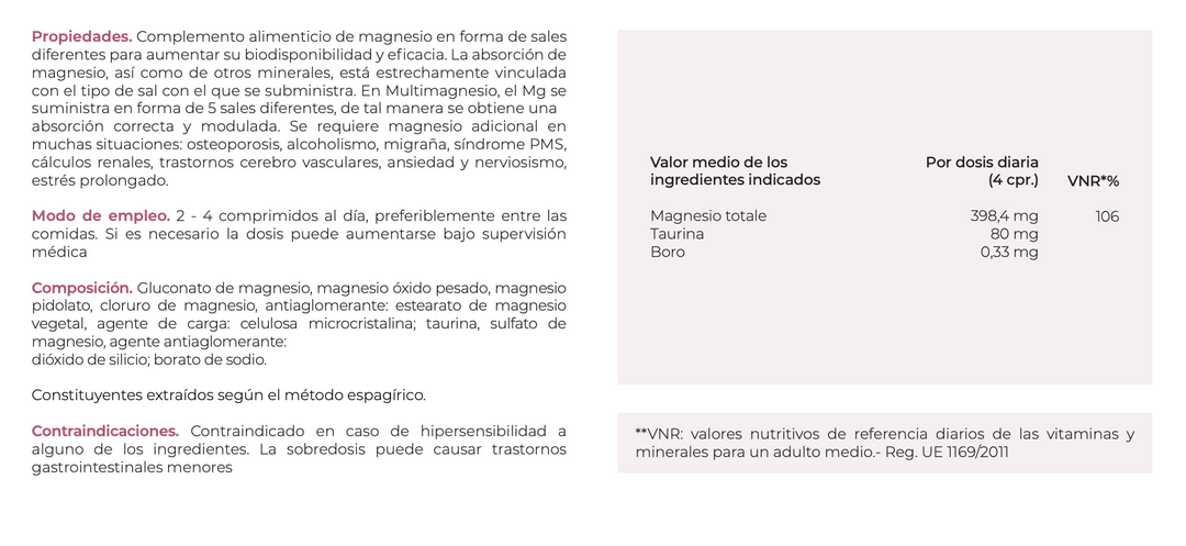 Suplemento Natural - Contraturas Musculares | MULTIMAGNESIO 60CPR