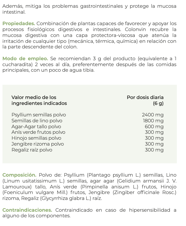 Suplemento Natural - Colon Irritiado | COLONVIN 100G