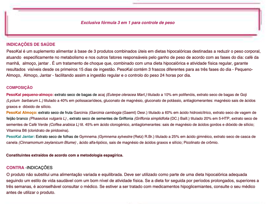 Suplemento Natural: Programa Controlo Peso | PESOKAL 60Cps