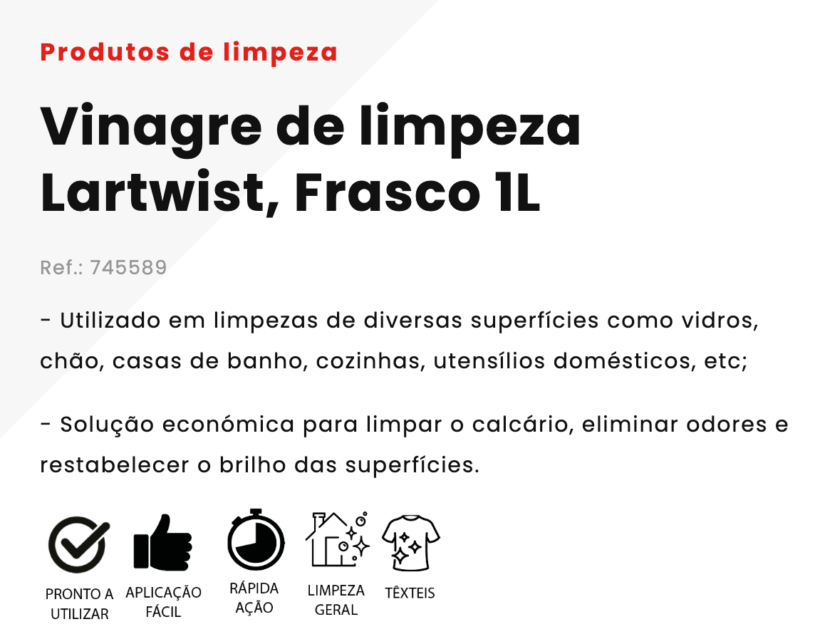 Vinagre de Álcool / Limpeza 1lt