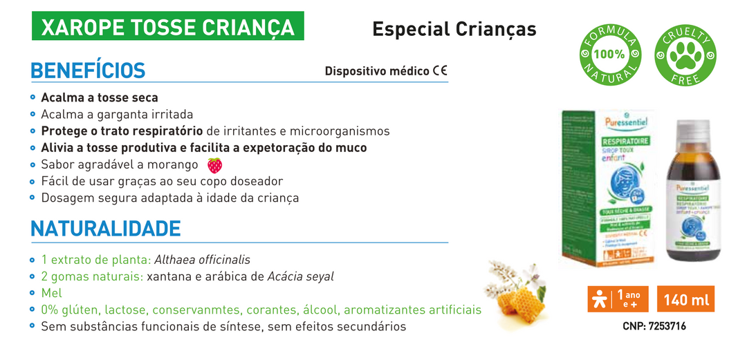 Xarope Tosse Criança 140ml – Sabor Morango (+1ano) (Validade 03/26)