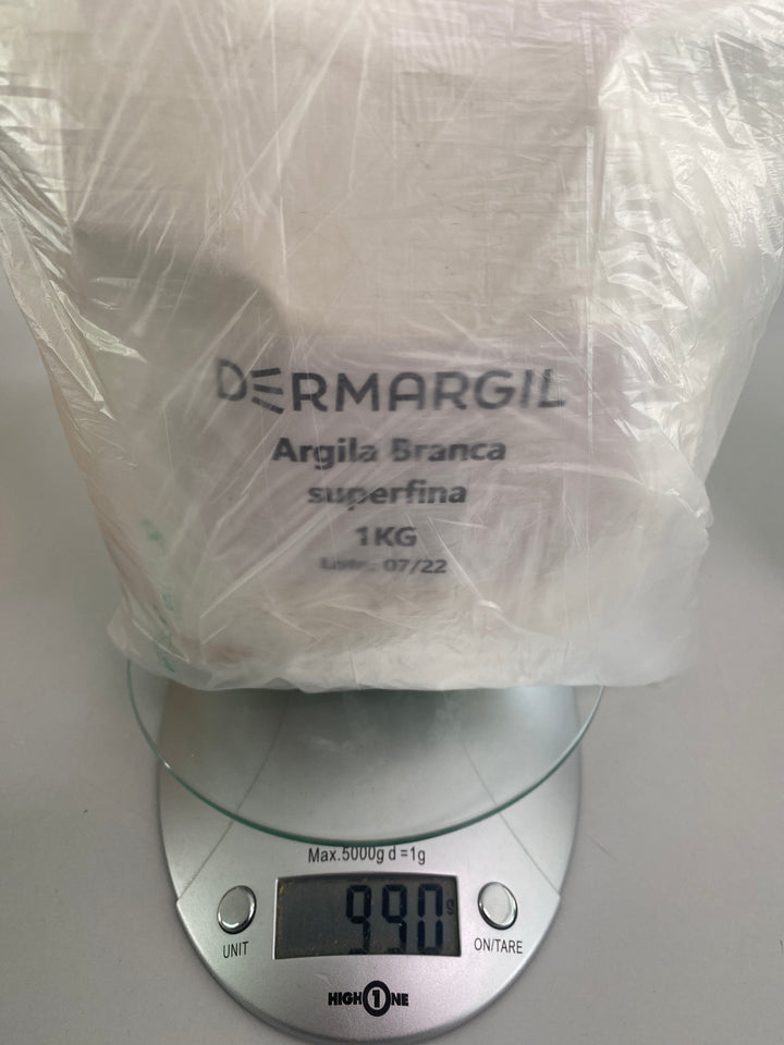 Argila Branca Superfina em Pó 1kg.