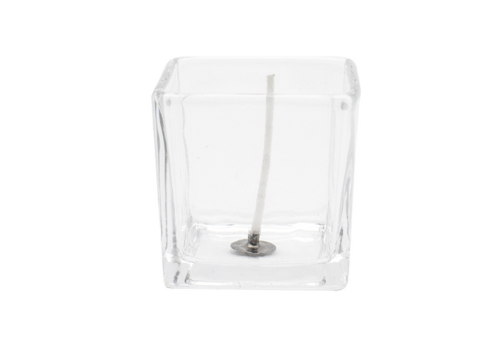 Frasco vidro para velas transparente quadrado (pavio incluído).