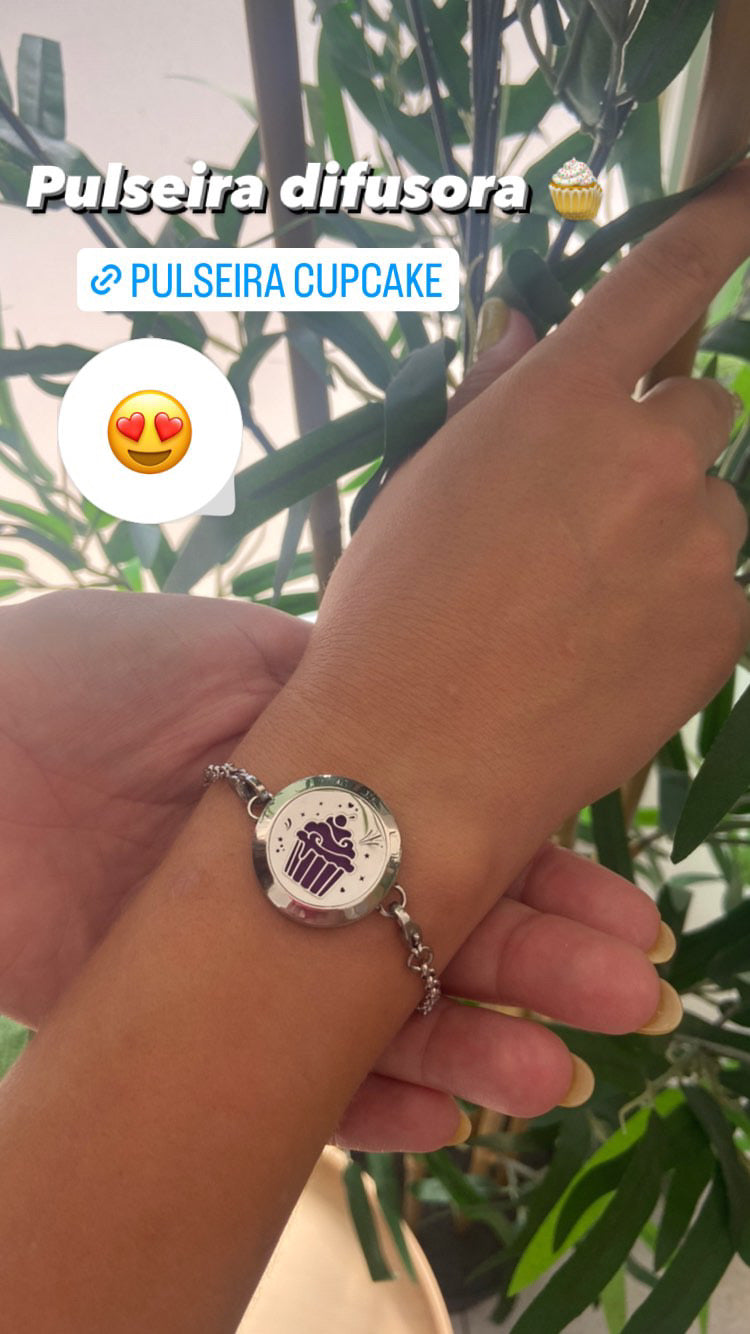 Pulseira Aromática para Óleos Essenciais | Cupcake - 25mm.
