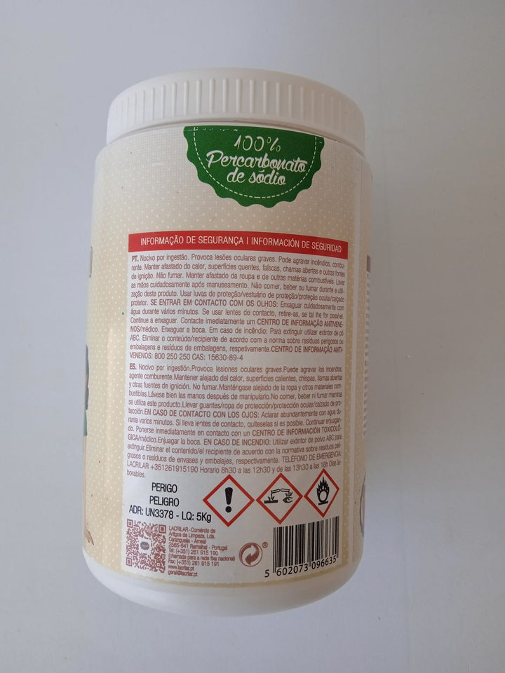 Percarbonato de Sódio Boião 800gr (Branqueador roupa)