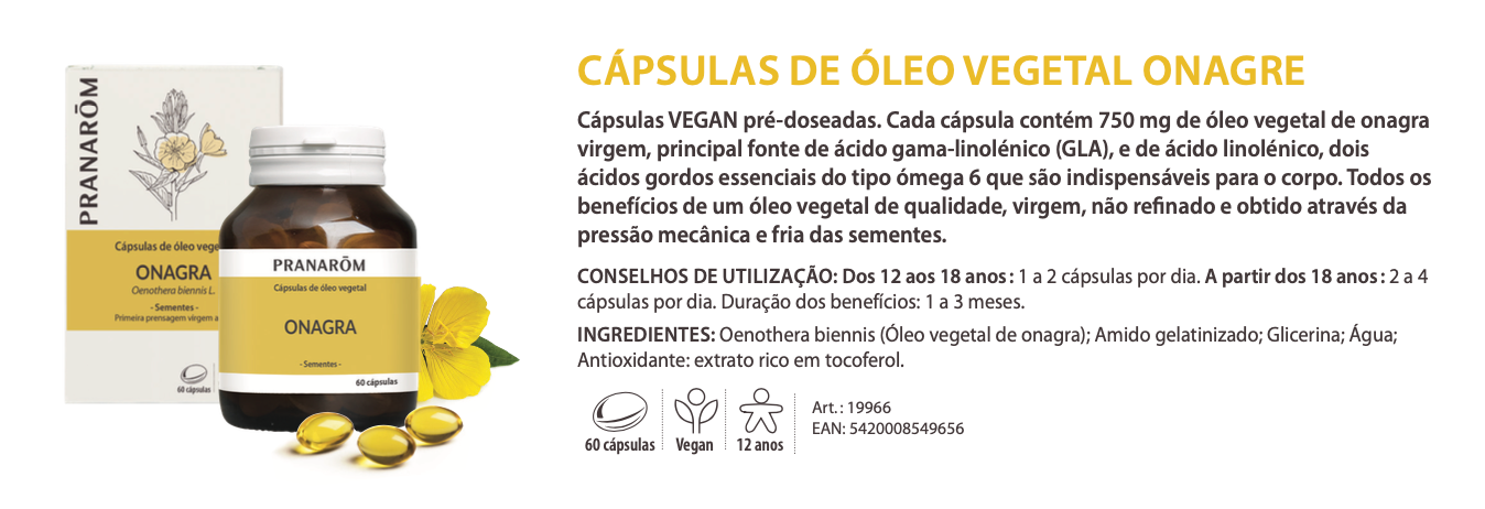 Cápsulas de Óleo Vegetal Onagra Oenothera biennis 60caps bio