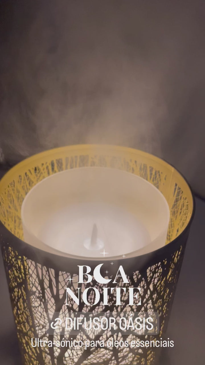 Difusor Ultrassónico para Óleos Essenciais | OÁSIS DOURADO %