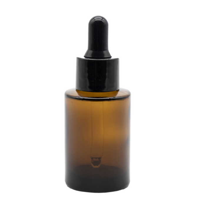 30ml glass tubular bottle with amber pipette