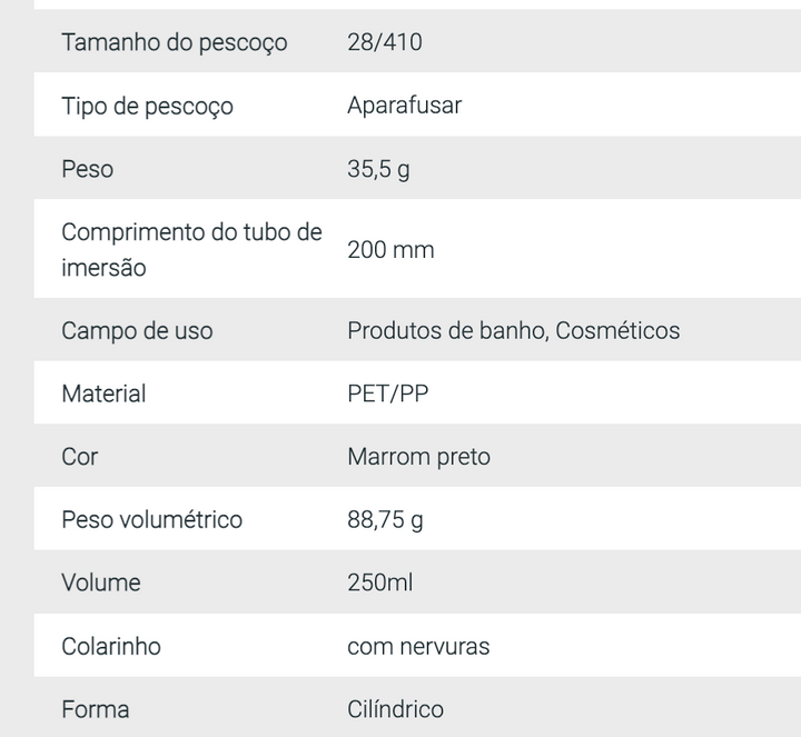 Frasco creme | Ambar 250ml .