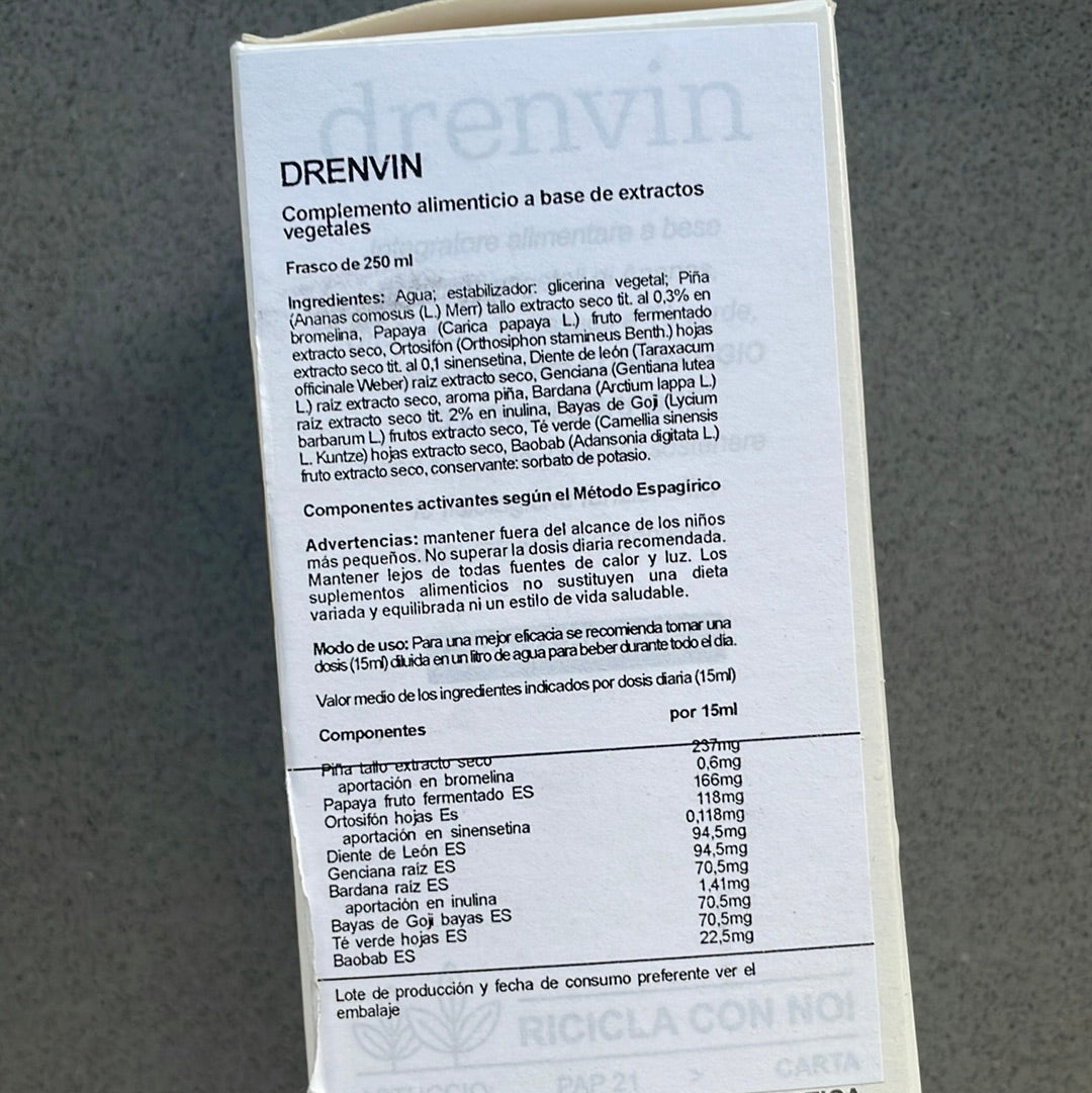 Suplemento Natural - Drenagem e Saciedade | DRENVIN 250ML .