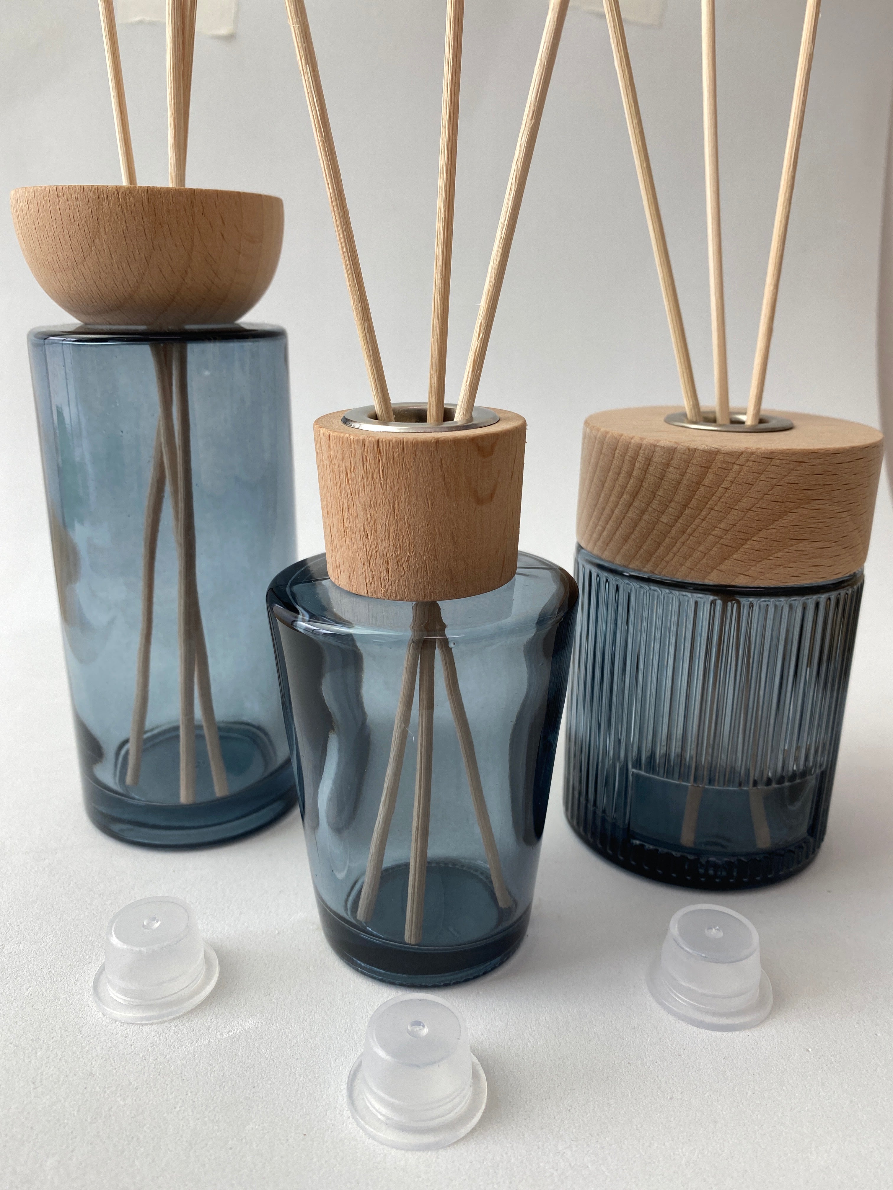 Frasco de Vidro Azul e Tampa para Mikado ***