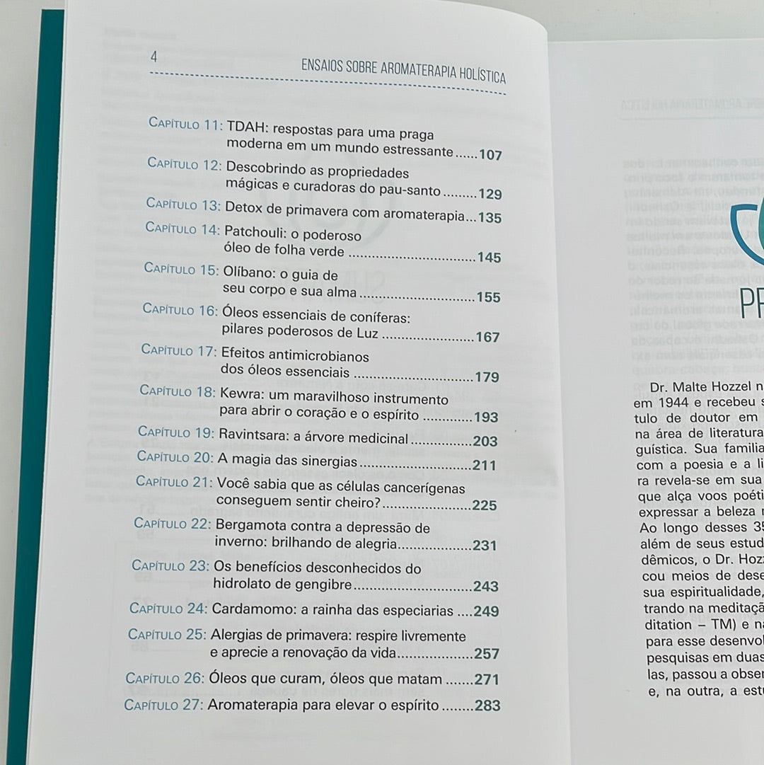Livro Ensaios sobre aromaterapia holística | Dr Malte Hozzel