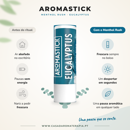 Antes e depois com o AromaStick Menthol Rush Eucalyptus