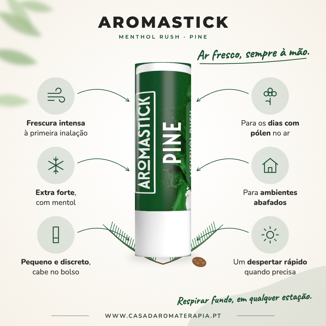 Benefícios do inalador AromaStick Menthol Rush Pine