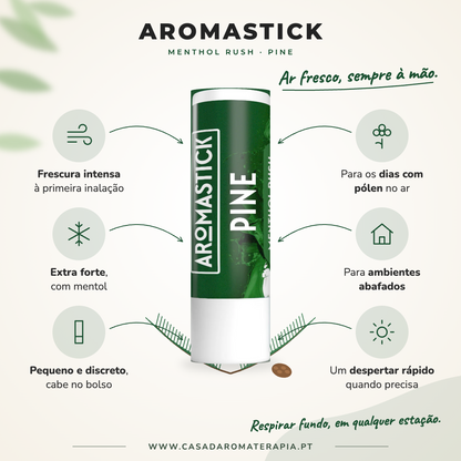 Benefícios do inalador AromaStick Menthol Rush Pine