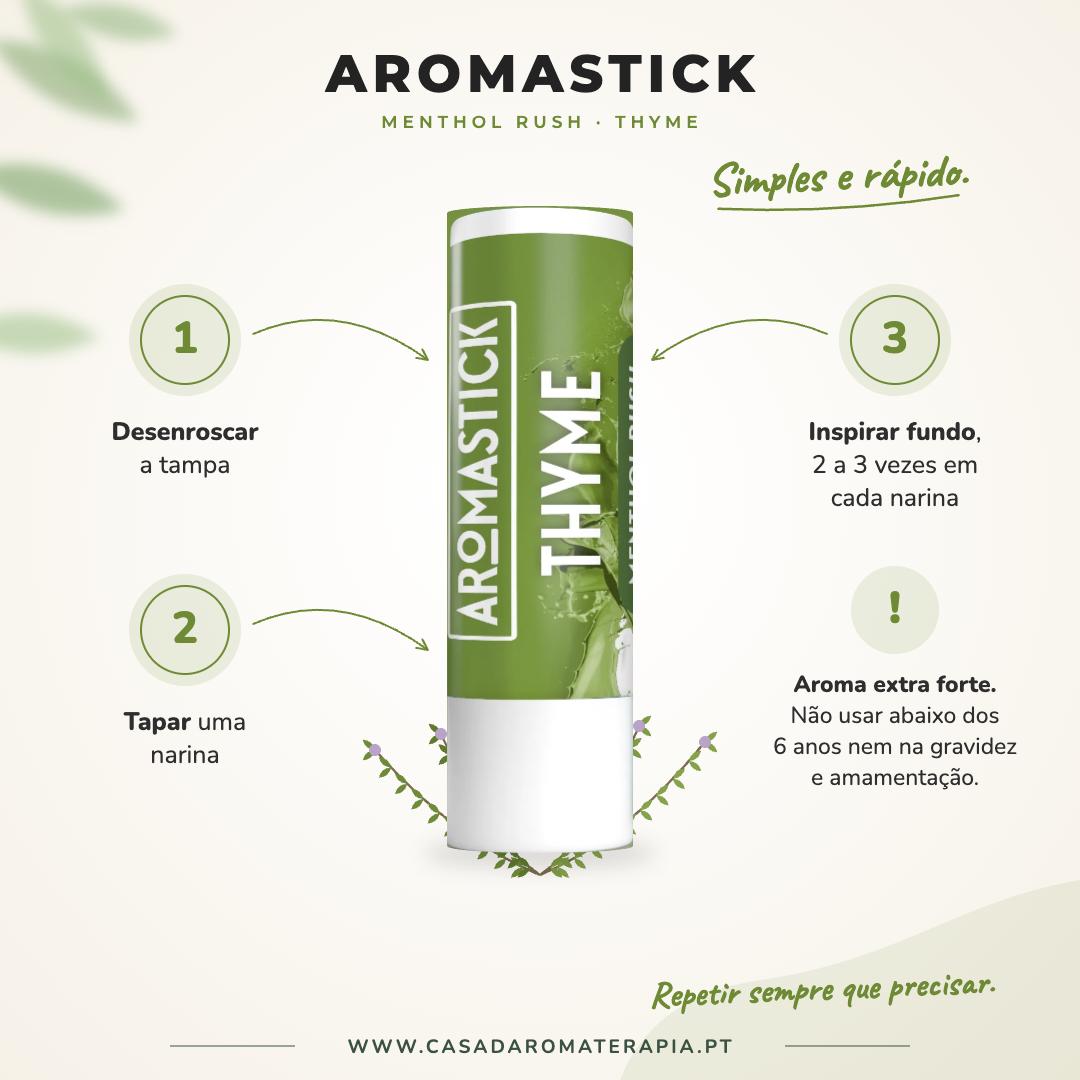 Como usar o inalador AromaStick Menthol Rush Thyme