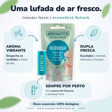 Inalador Nasal AromaStick Refresh - Óleos Essenciais Biológicos (Validade 10/2026)