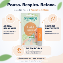 Inalador Nasal AromaStick Relax - Óleos Essenciais Biológicos