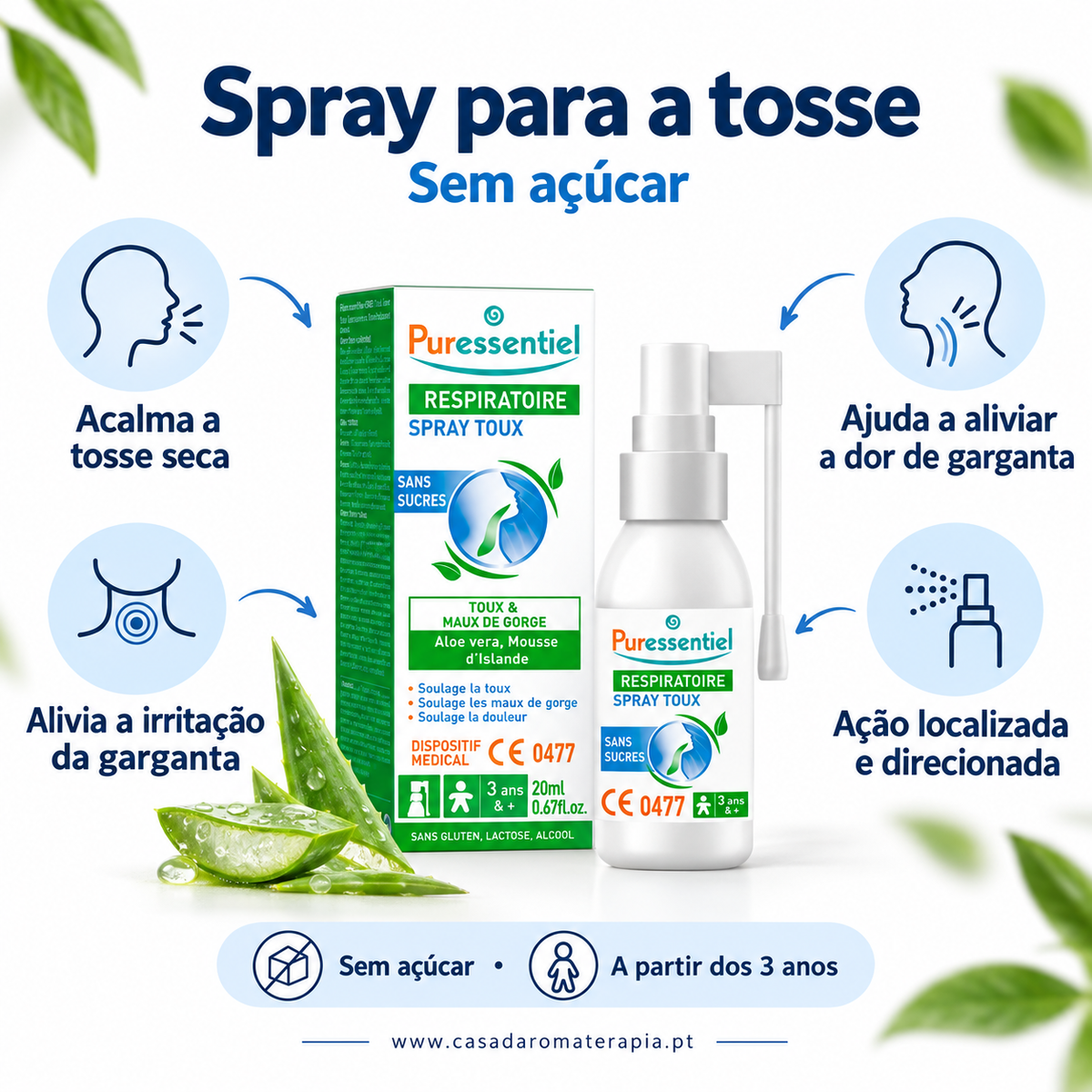 Spray para a Tosse Sem Açúcar - Puressentiel 20 ml