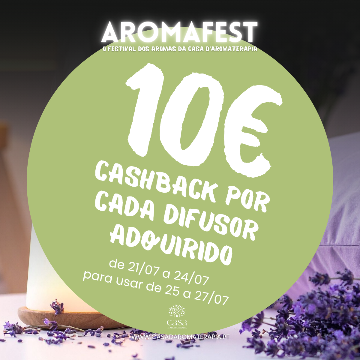 Vale 10€ AromaFest (oferta com o teu difusor) enviado por e-mail