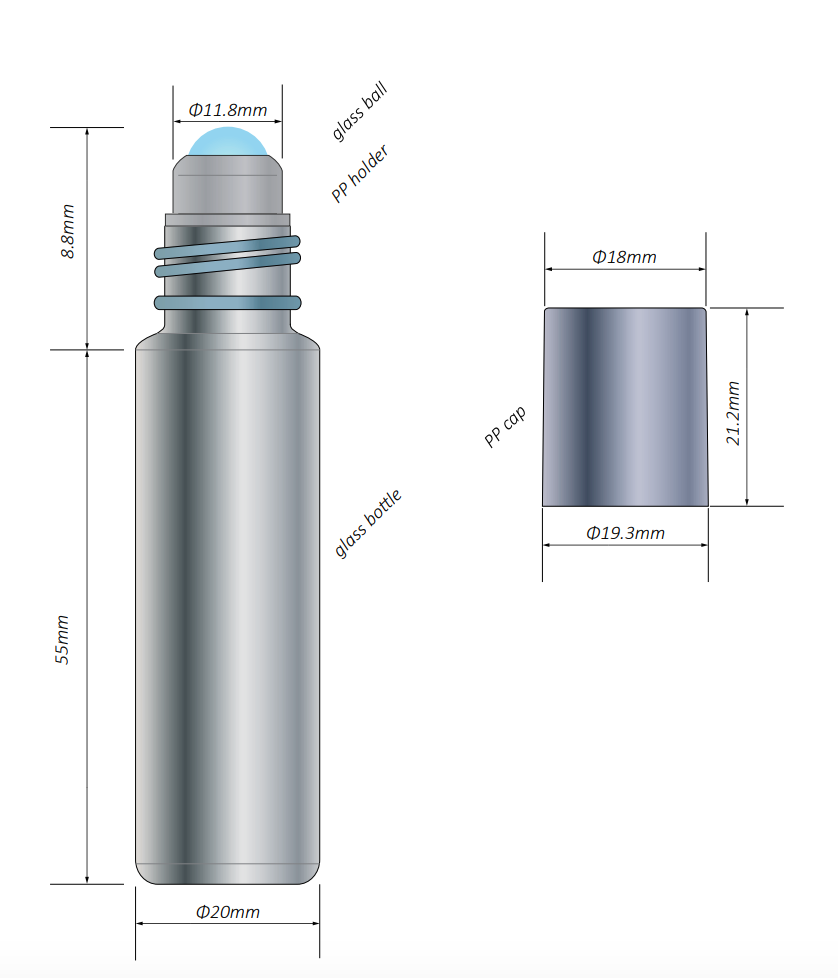 Frasco roll-on 10ml vidro ambar (económico)