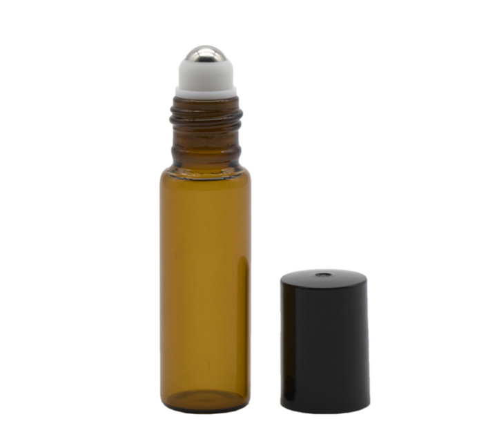 Frasco roll-on 10ml vidro ambar (esfera inox)