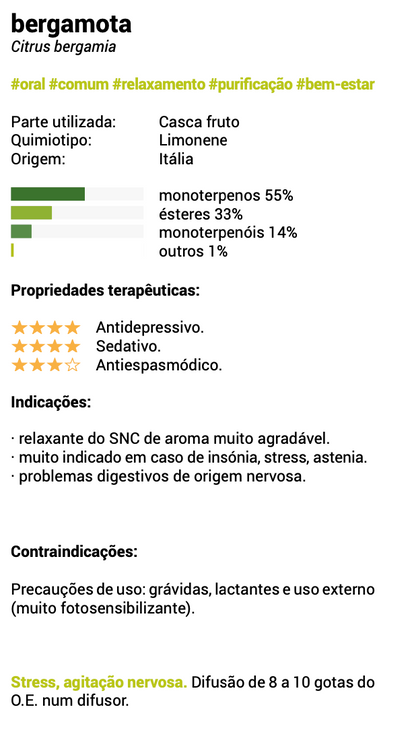 Óleo Essencial Bergamota | Citrus bergamia | BIO