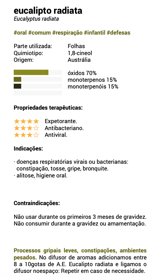 Óleo Essencial Eucalipto bio 🌿 | Eucalyptus radiata