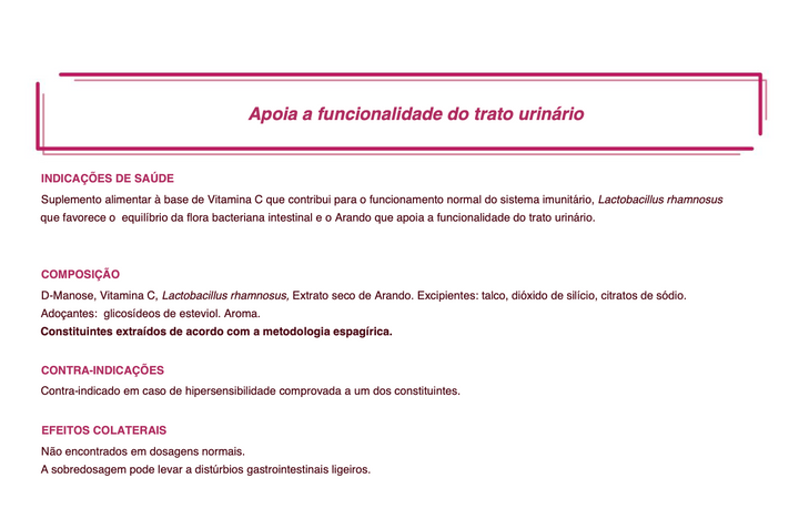 Suplemento natural Feelact | Sistema urinário