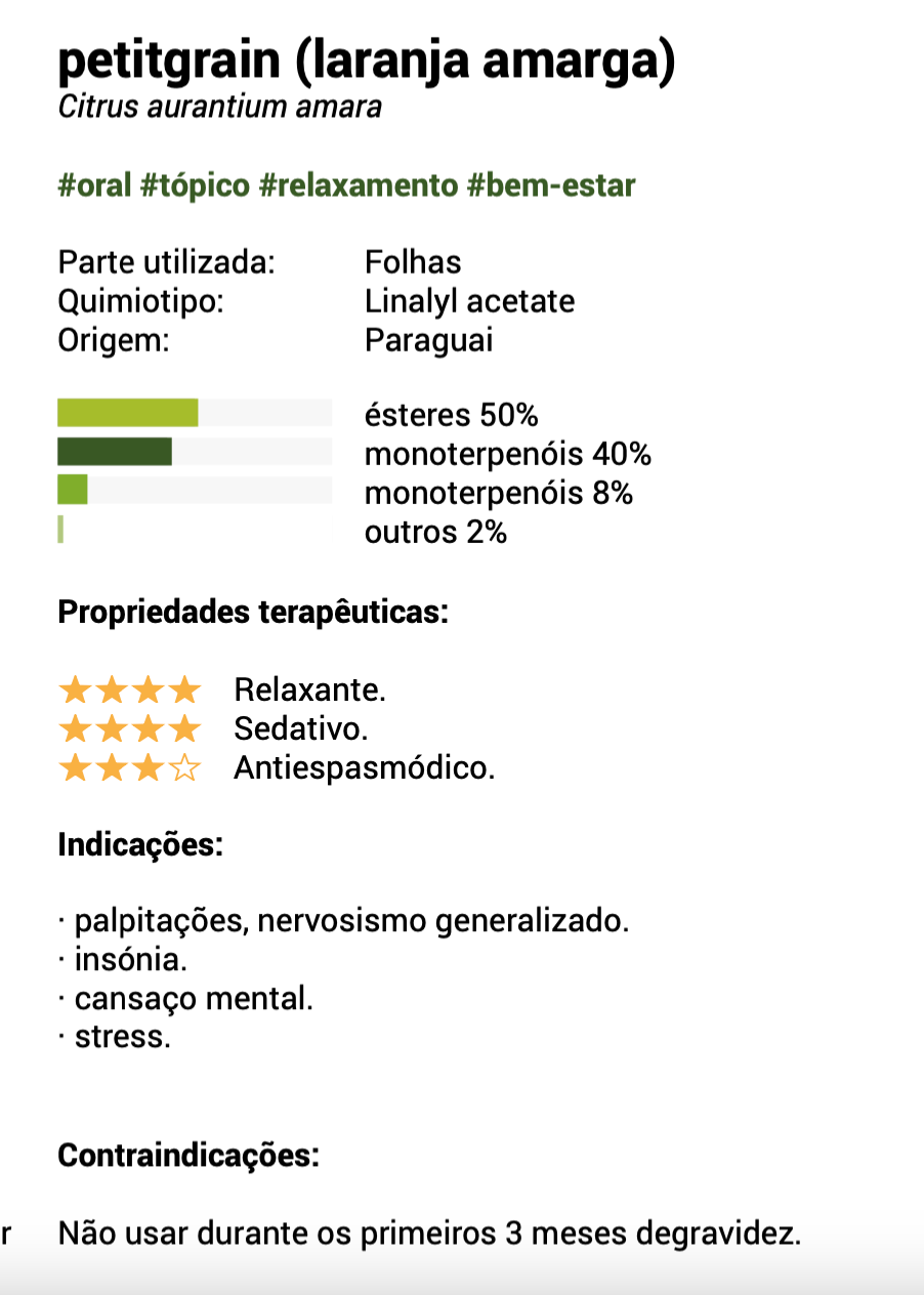 Óleo Essencial Petit-Grain | Citrus aurantium | BIO