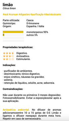 Óleo Essencial Limão bio | Citrus limon