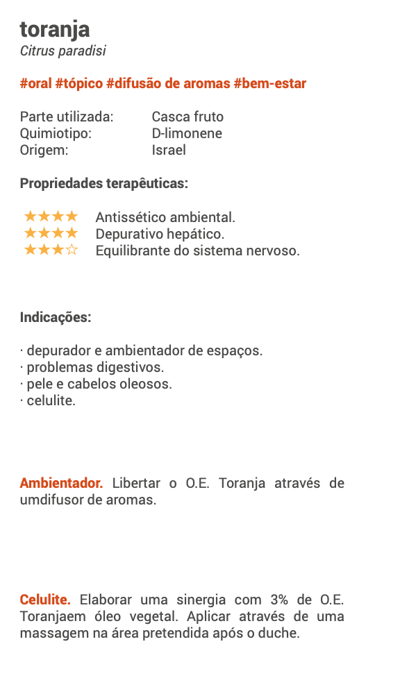 Óleo Essencial Toranja | Citrus paradisi | BIO