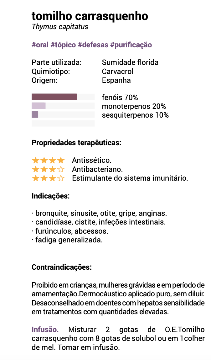 Óleo Essencial Tomilho carrasquenho 5ml 🌿bio | Thymus capitatus
