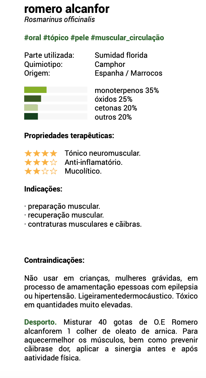 Óleo Essencial Alecrim 10ml bio | Rosmarinus officinalis qt.canfora