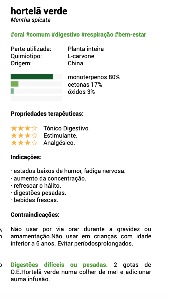 Óleo essencial Hortelã verde | Mentha spicata | BIO | 10ml
