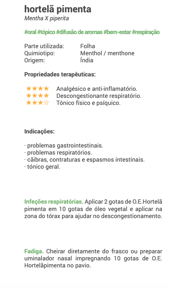 Óleo essencial Hortelã pimenta bio | Mentha X piperita