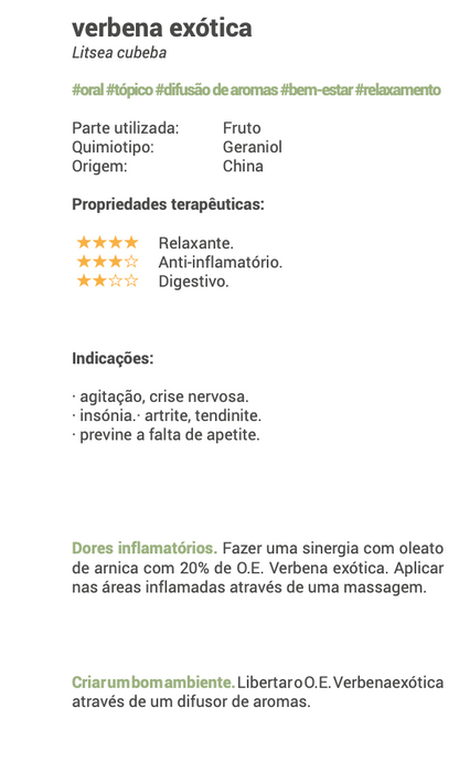 Exotic Verbena / Litsea Essential Oil (bio) 10ml 