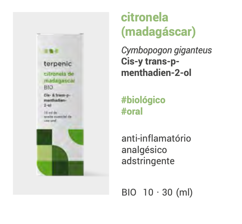 Óleo Essencial Citronela Madagascar | Cymbopogon giganteus | BIO | 10ml .
