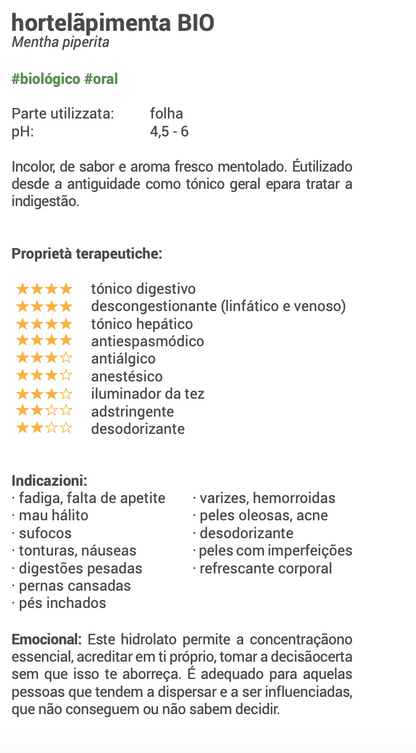 Hydrolat de Menthe Poivrée 250ml 🌿 bio | oral