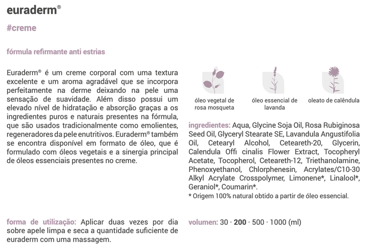 Creme Firmeza e Anti-estrias (Euraderm) BIO  | Solução Natural