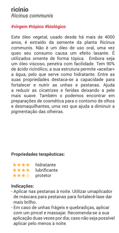 Óleo Vegetal Rícinio | Ricinus communis | BIO | 100ml