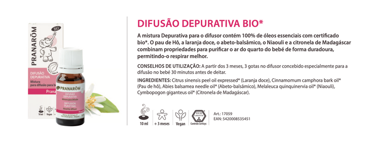 Solução Natural Bébé 10ml 🌿bio | Purificador do Ar para Difusor