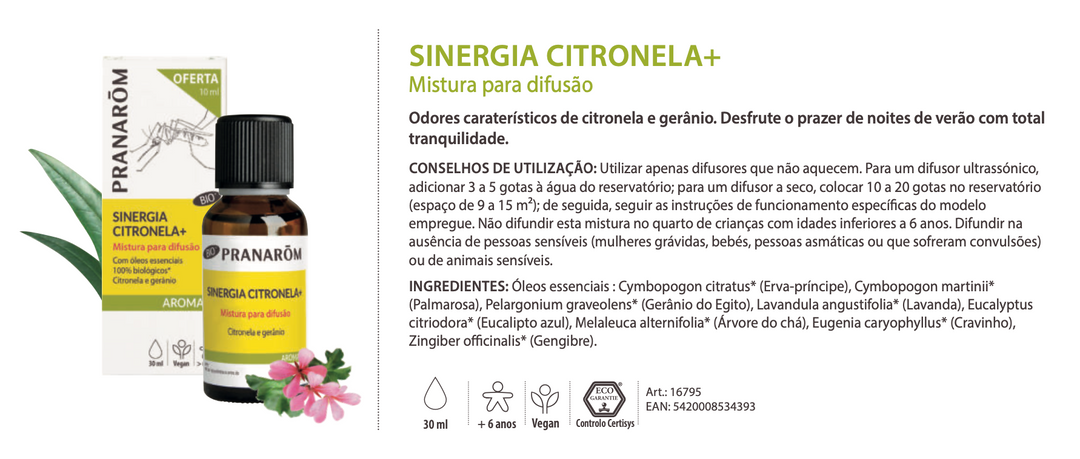 Óleos essenciais para difusor 30ml 🌿 bio | repelente citronela